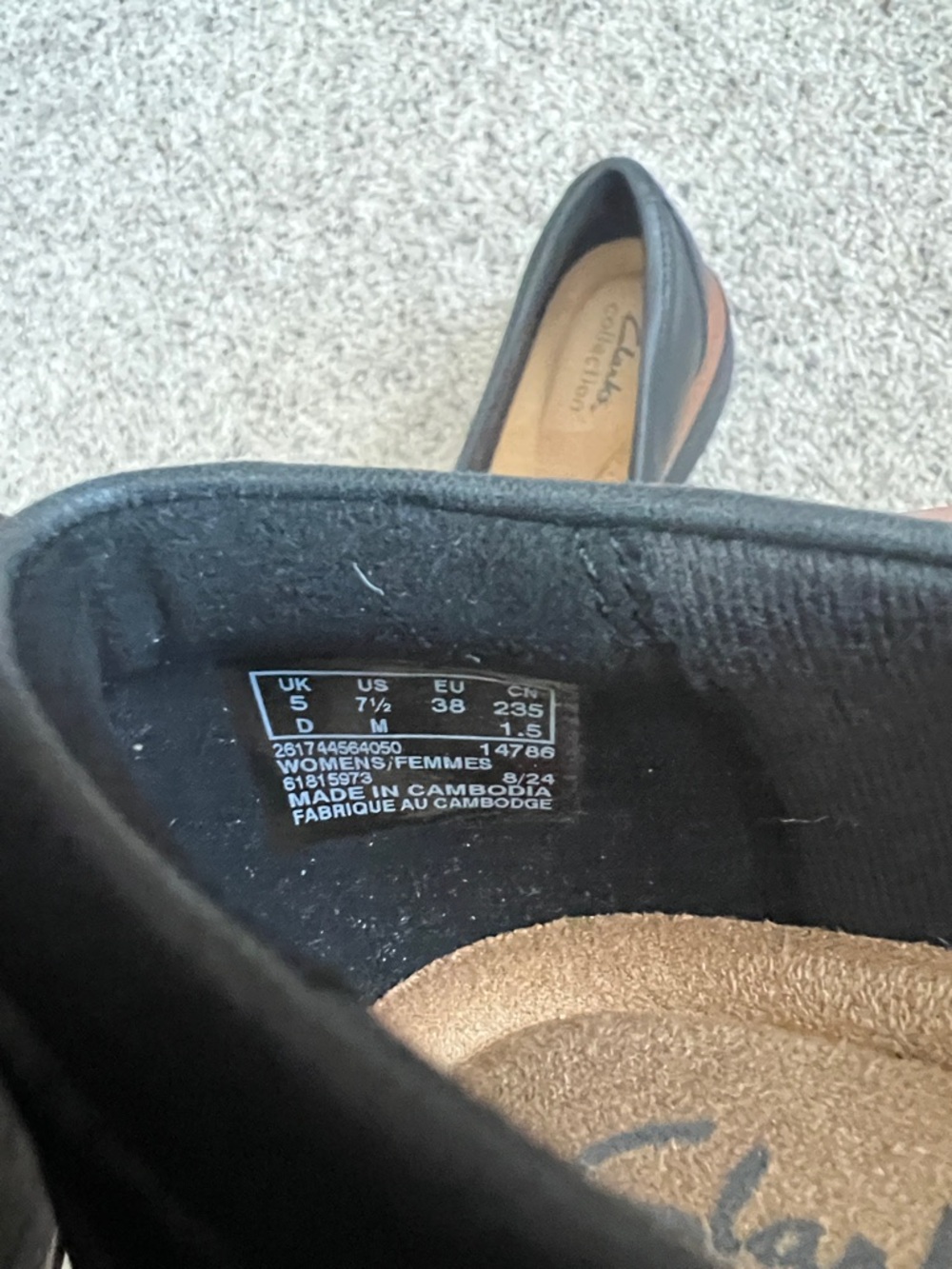 Clarks Westlynn Bella Black Leather Tassel Loafers with Brown Trim - Picture 6 of 9